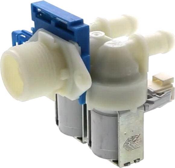 ELECTROVANNE Lave-Linge 2 VOIES +DEBIMETRE BLEU CONNECTION LATERAL